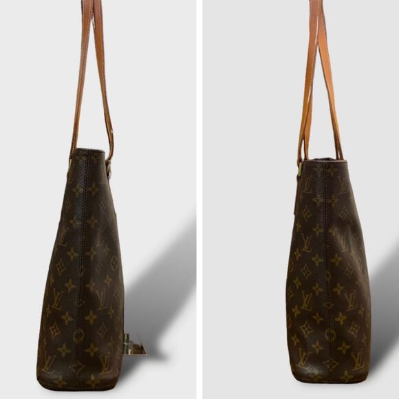 Authentic LOUIS VUITTON Monogram Luco XL Tote Shoulder Bag LV Brown Tan - Picture 4 of 11